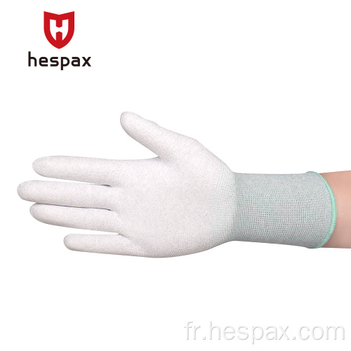 Gants de protection de la main en gros de HESPAX 13G Polyester PU